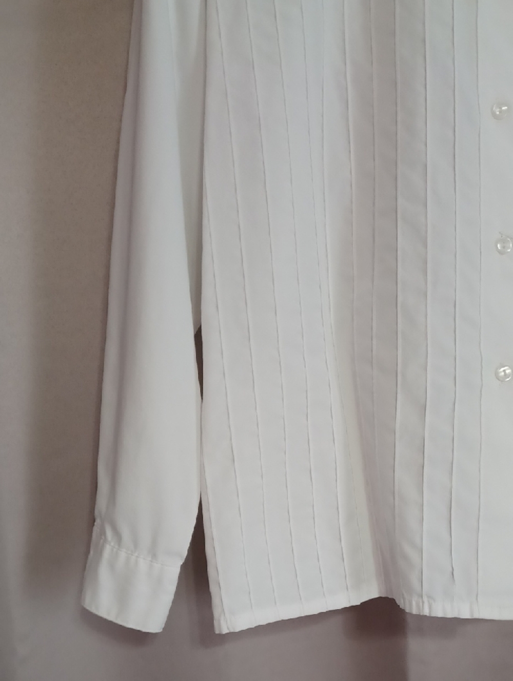 Talbots White Long Sleeve Button Front Shirt Textured Vertical Stripe Front - Picture 8 of 15